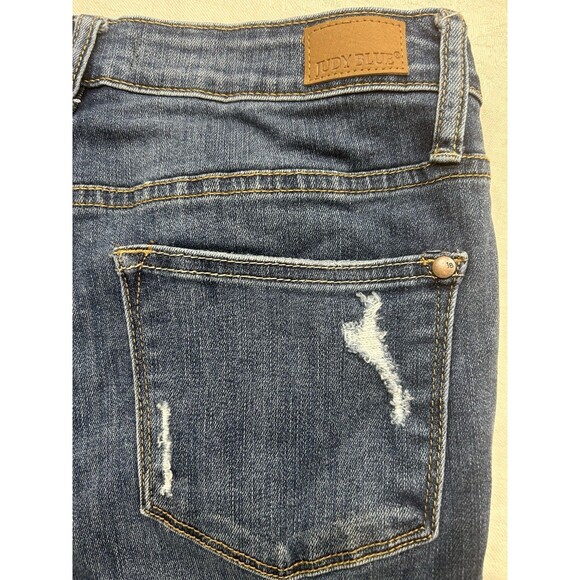 Judy Blue Jeans Cut Off Plaid Cuff Hem Mid Rise Slim Fit JB88358 Size 7/28 - Picture 5 of 7